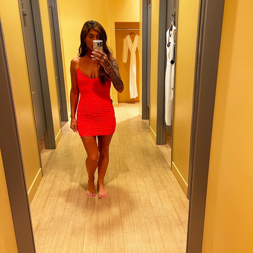 Neon orange Sleeveless Mini Dress
